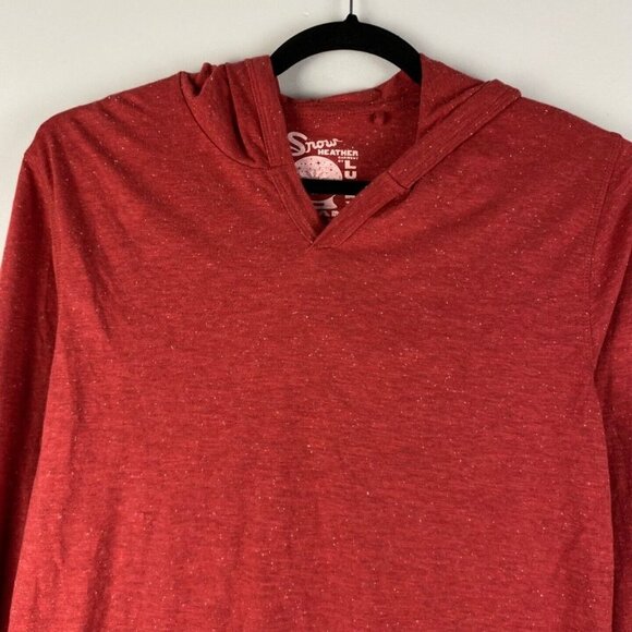 Lucky Brand Snow Heather Hoodie Pullover Mens Medium Red White Speckled - Picture 2 of 9